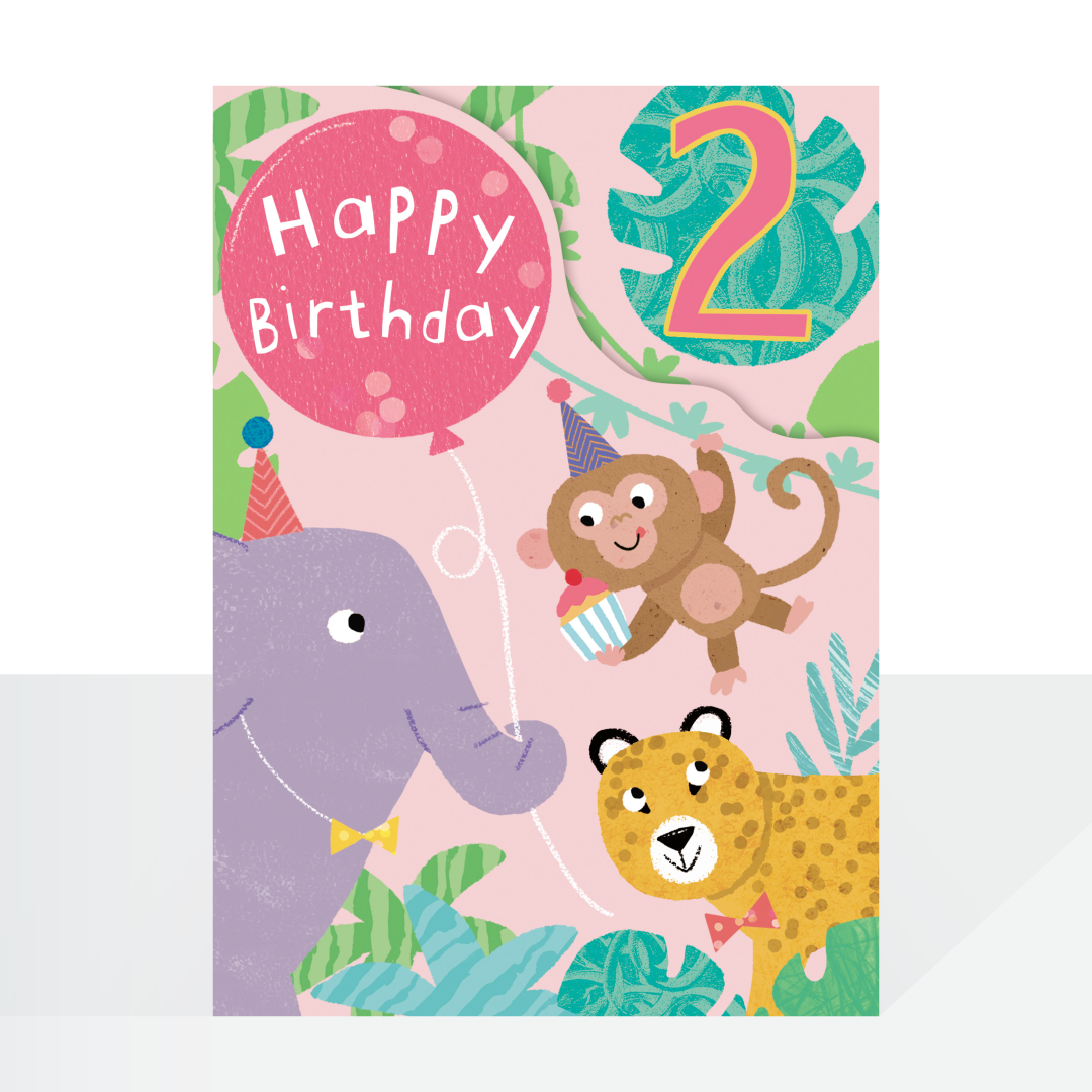 Age 2 jungle party fold out birthday card