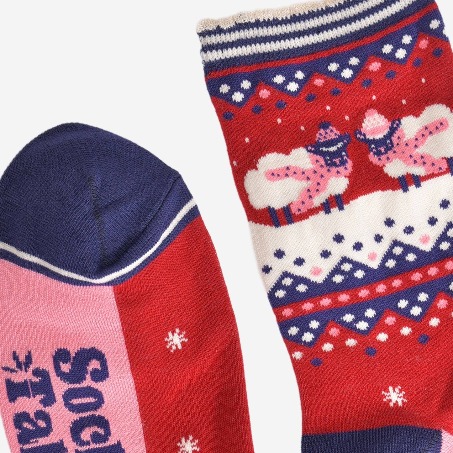Women's Bamboo Socks - Red/Navy Blue, Sheep Fair Isle