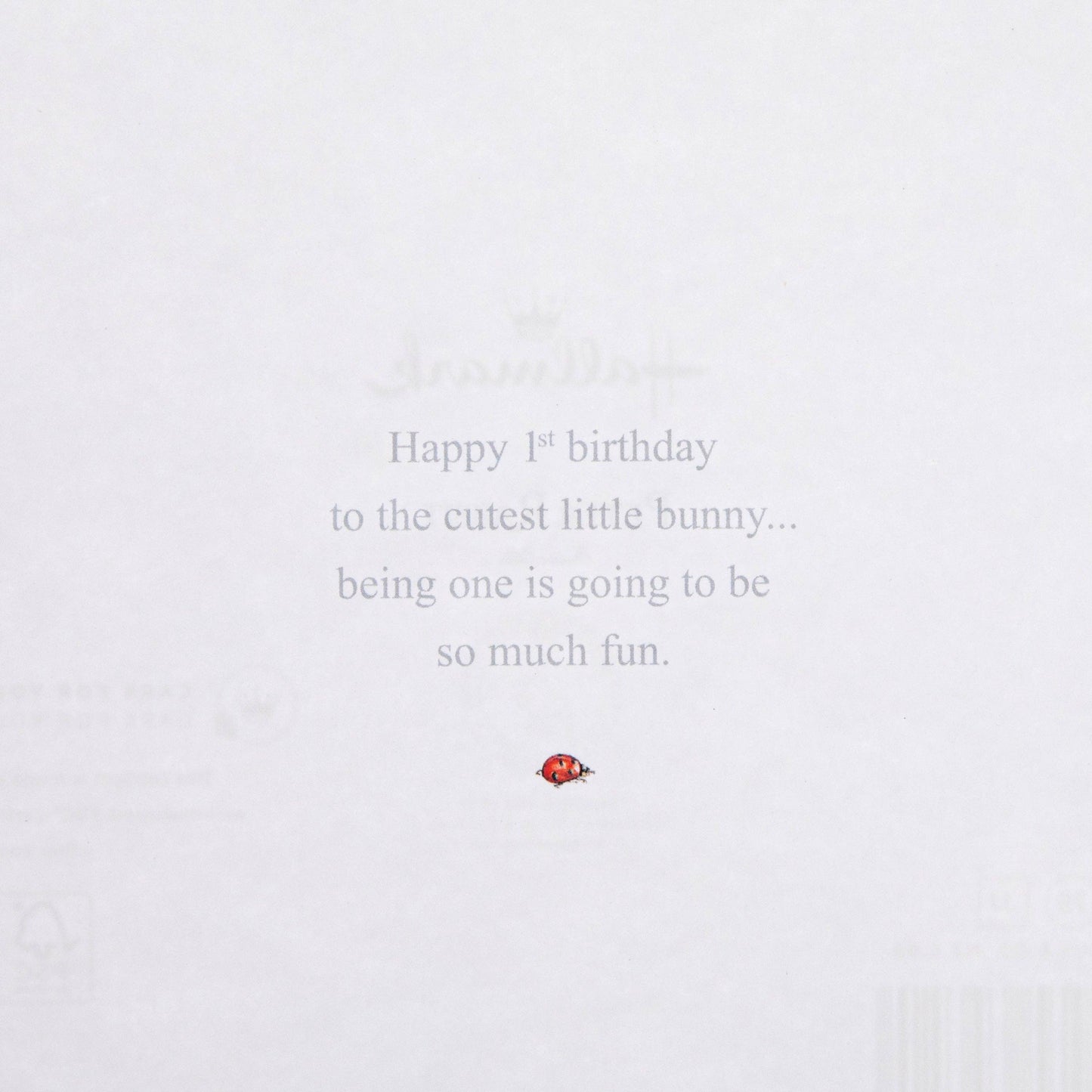 1st Birthday Card - Beatrix Potter Flopsy Bunny Design