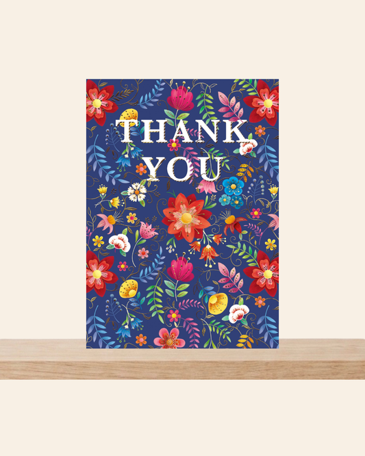 Thank you blue floral card