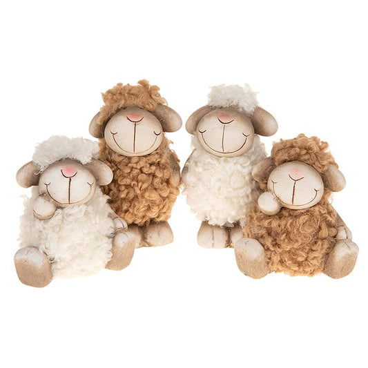 Fluffy posing sheep ornament