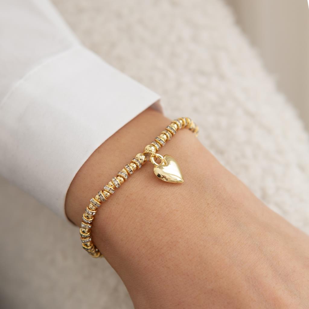 Puffed heart bracelet, 18k gold plated - Life Charms - Especially for you