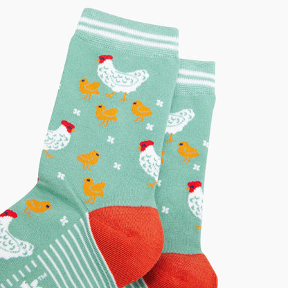 Hens and Chicks Bamboo Socks in Green