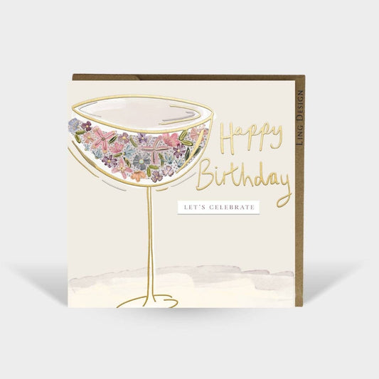 Let's Celebrate Birthday Card for Her Embos Foil Cocktail