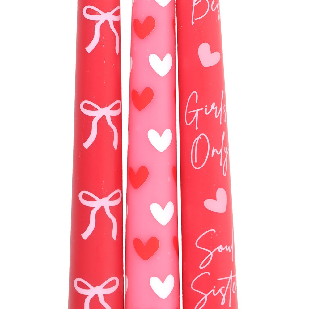 Set of 3 Bow & Heart Taper candles ❤️