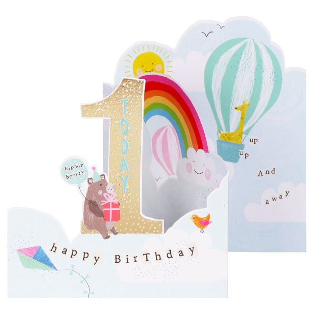 1st birthday zig zag pop out - card