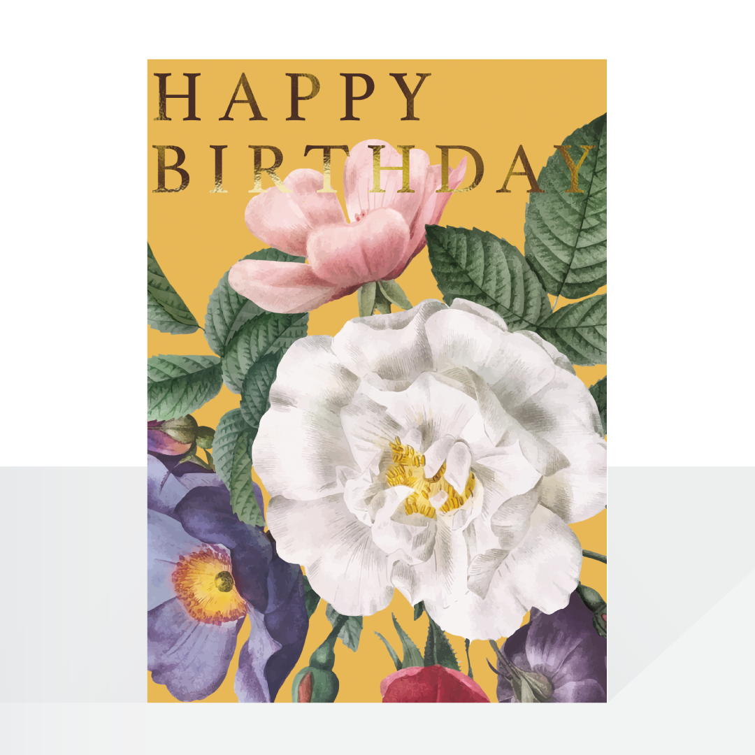 Ochre flowers - birthday card