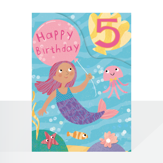Age 5 mermaid fold out birthday card