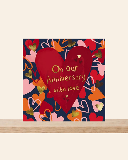 On our Anniversary hearts card