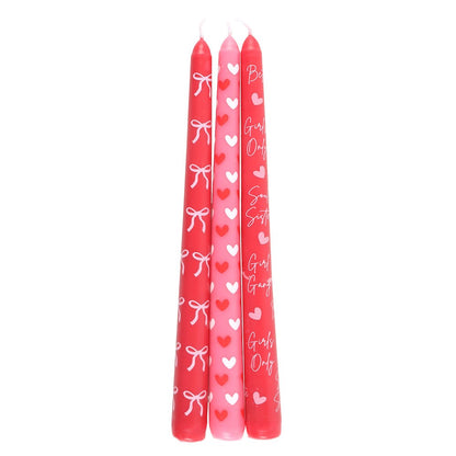 Set of 3 Bow & Heart Taper candles ❤️
