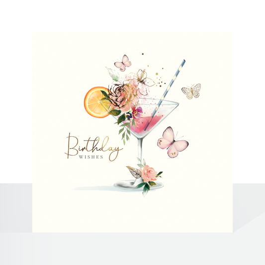 Peony rose Cocktail - birthday card