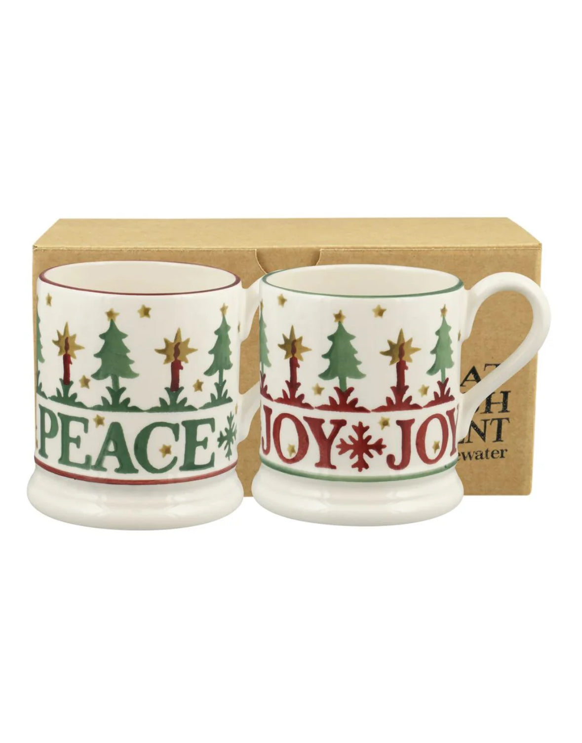 Christmas Peace & Joy half pint mug set of 2 - Emma Bridgewater