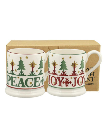 Christmas Peace & Joy half pint mug set of 2 - Emma Bridgewater
