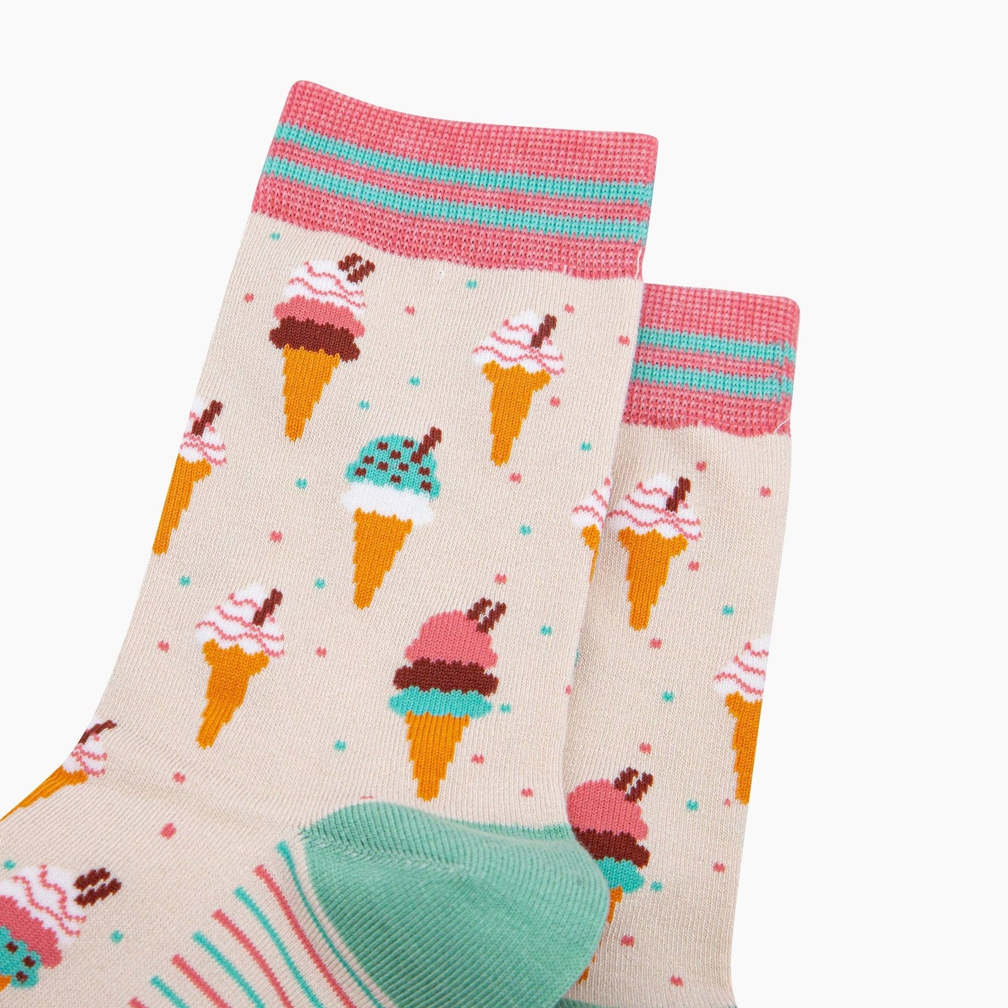 Ice Cream Cone Bamboo Socks in Cream