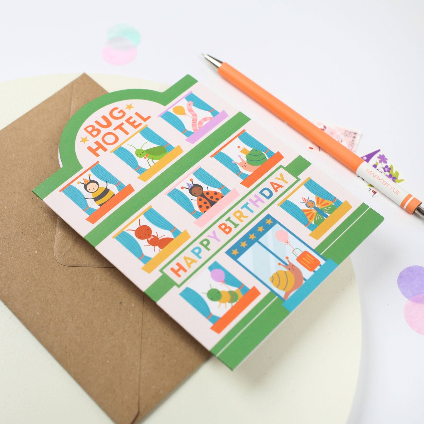 Playful Bug Hotel Birthday Card for Kids with Cute Critters