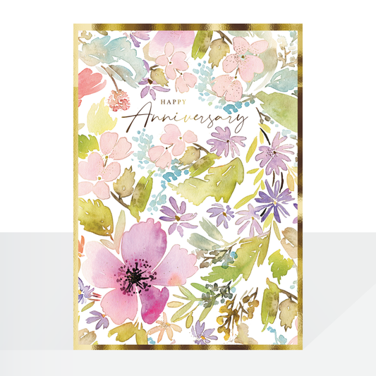 Anniversary floral & gold card