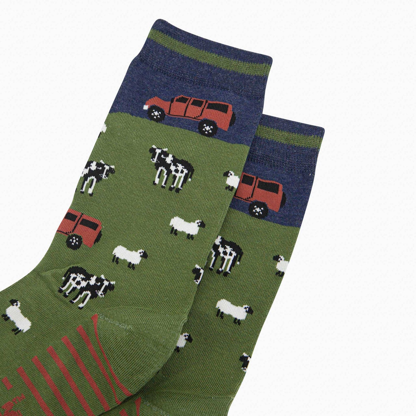 Men's Bamboo Socks - Navy/Green, Off-Roader Farm