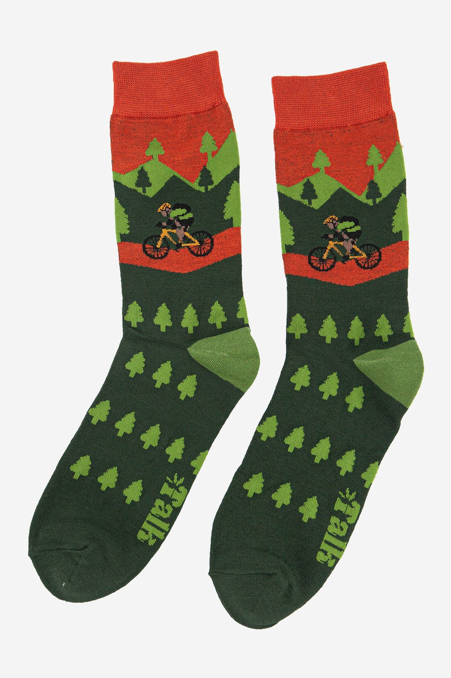 Men's Mountain Bike Forest Scene Cycling Bamboo Socks