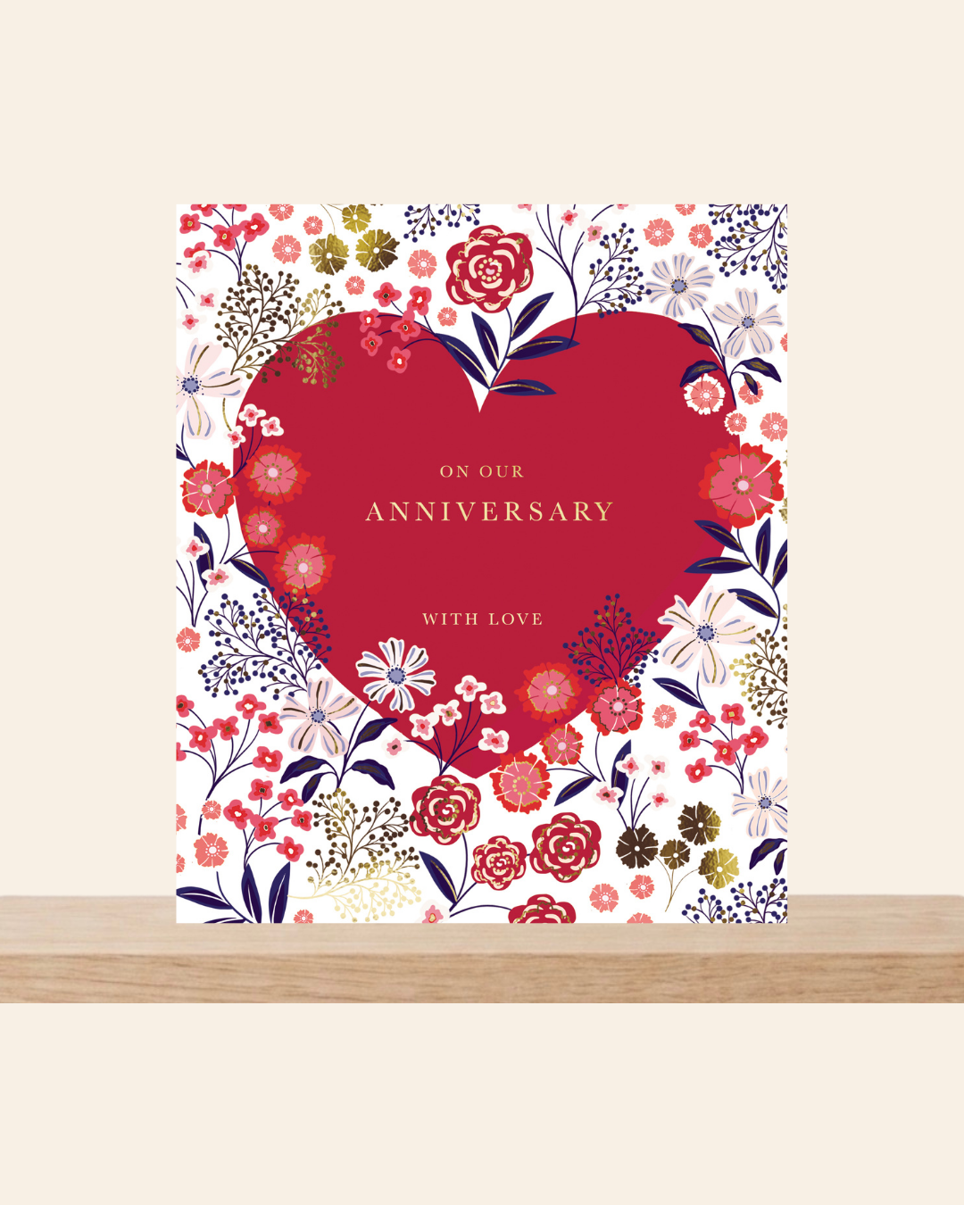On our Anniversary red heart card