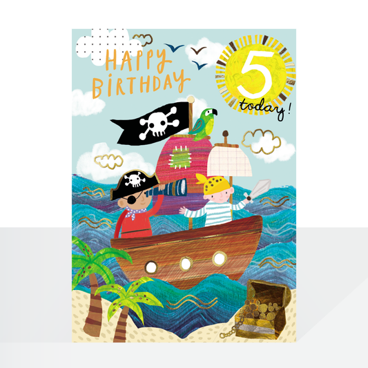 Age 5 pirates birthday card