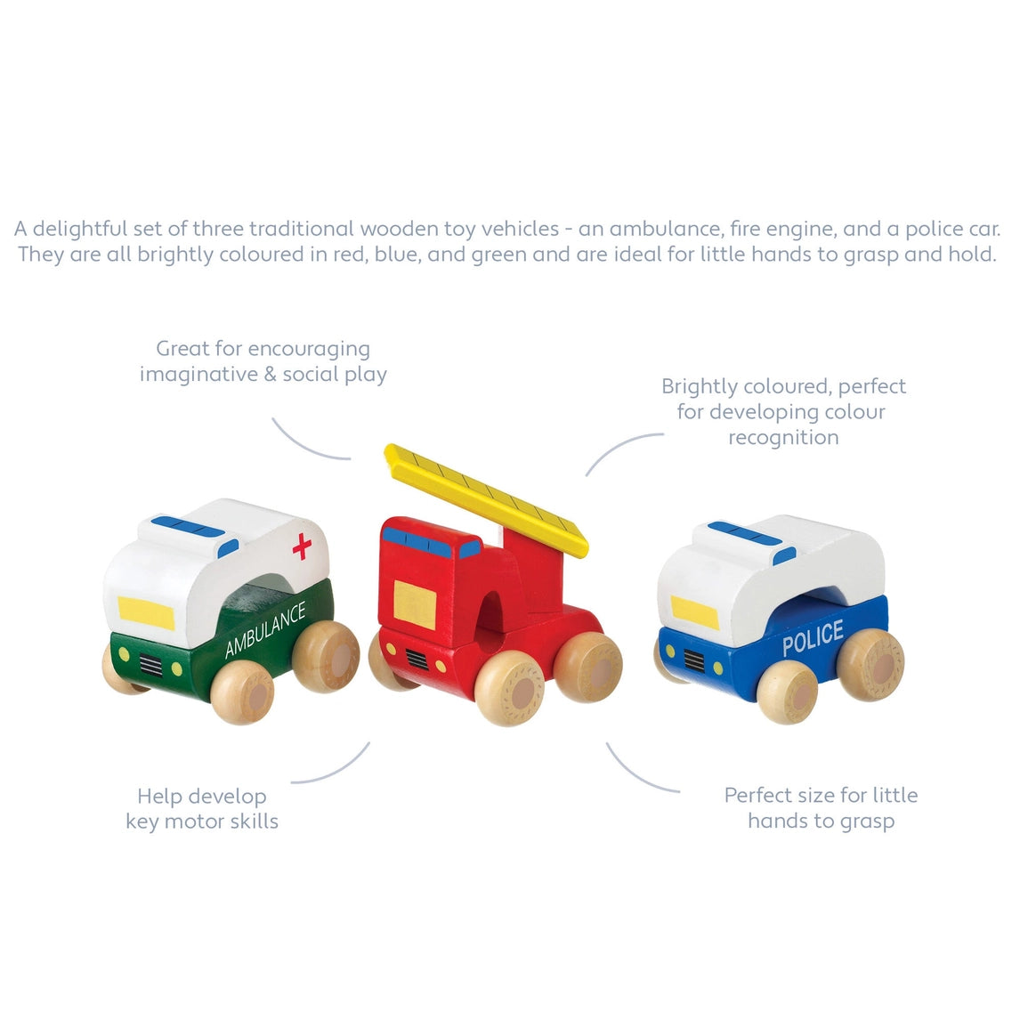 First emergency vehicles wooden baby gift - Orange Tree Toys