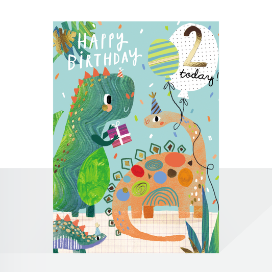 Age 2 dinosaurs birthday card