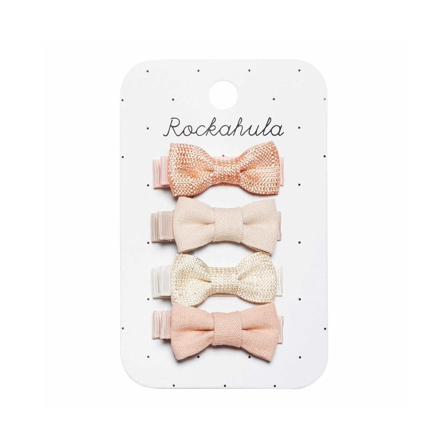 Rockahula pink linen mini bow clips