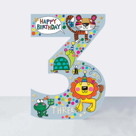 3rd children’s birthday card animals - Cookie cutter