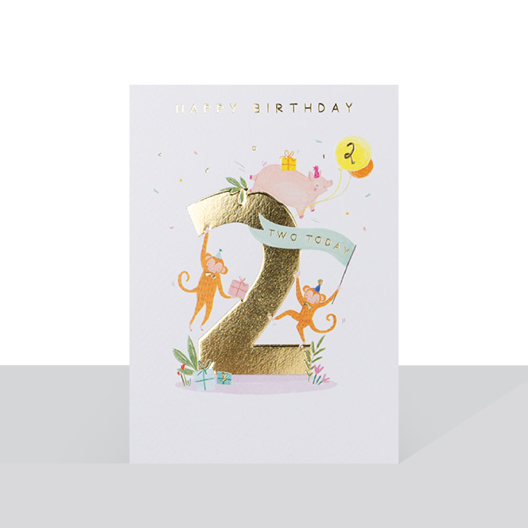 Two today, animals birthday - card