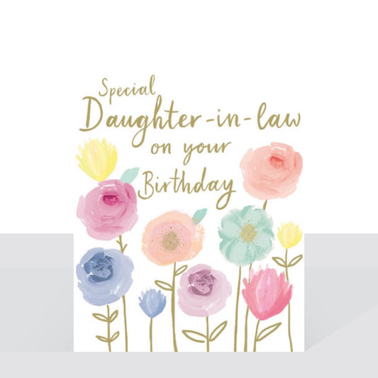 Daughter-in-law, pastel flowers birthday card