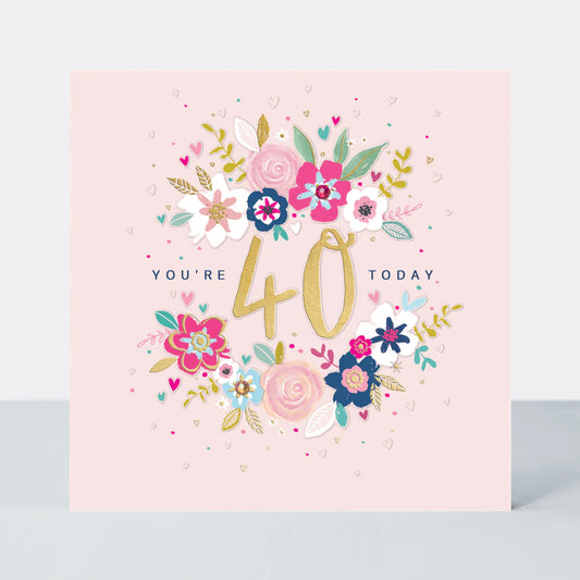 40th female birthday card - Peony