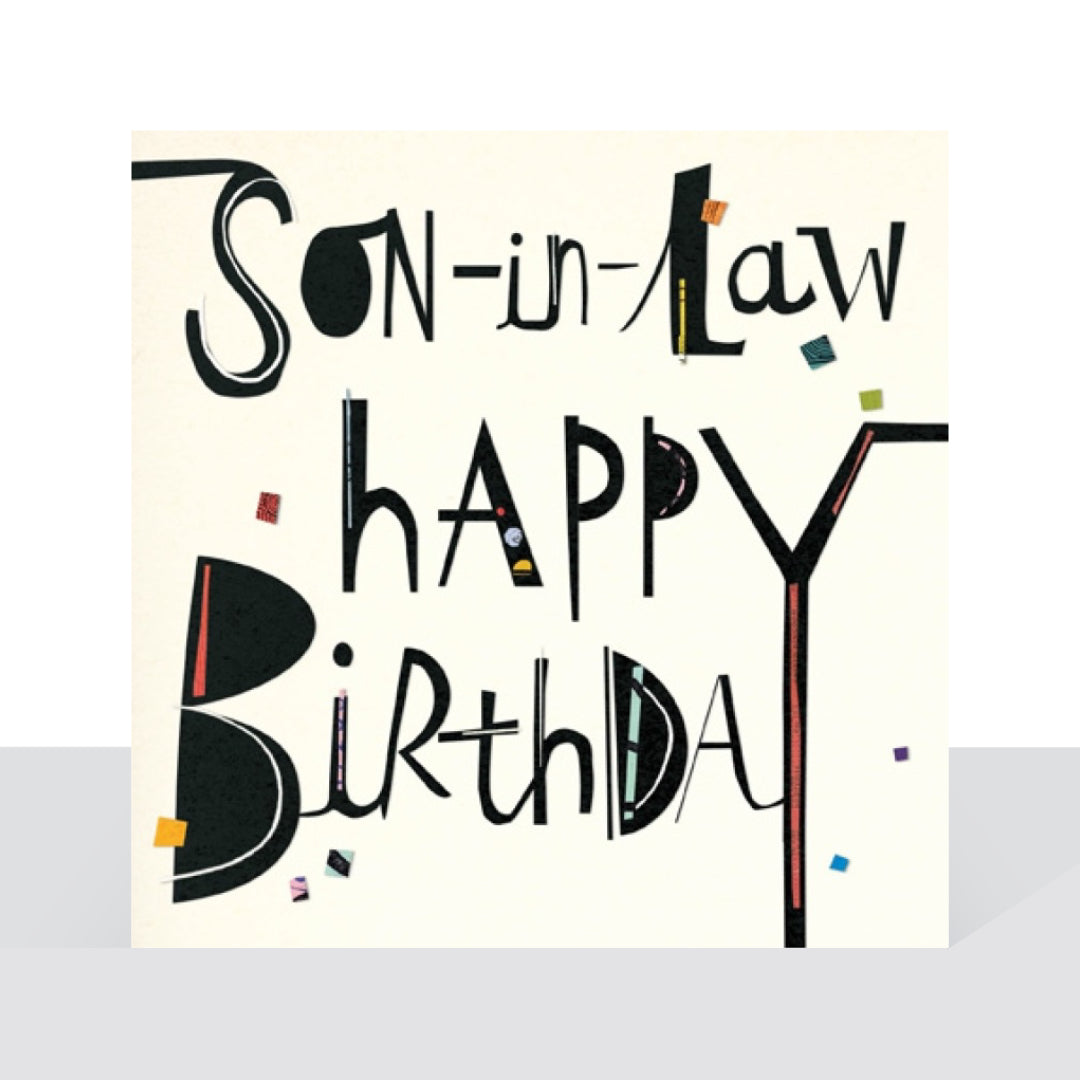 Son-in-law, retro text birthday card