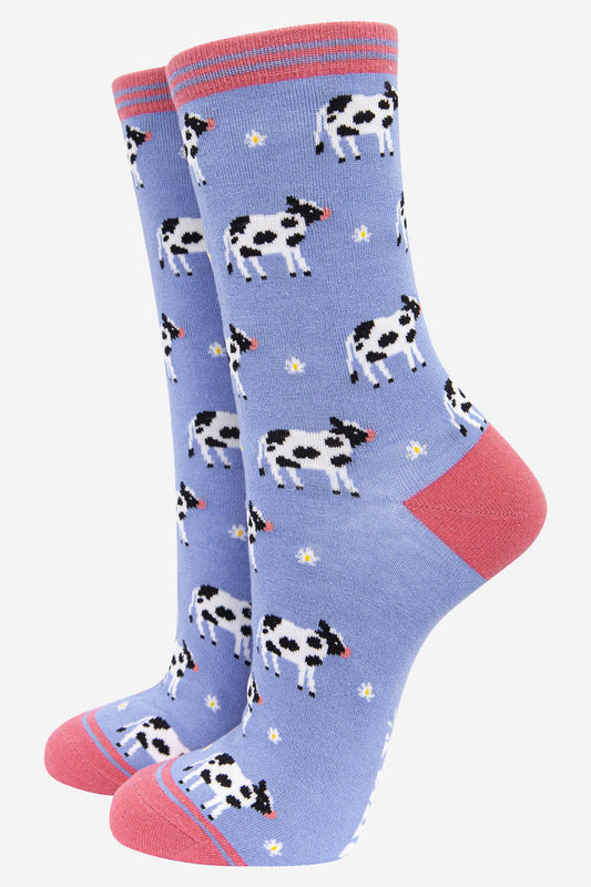 Women's Spring Cow Print Bamboo Socks