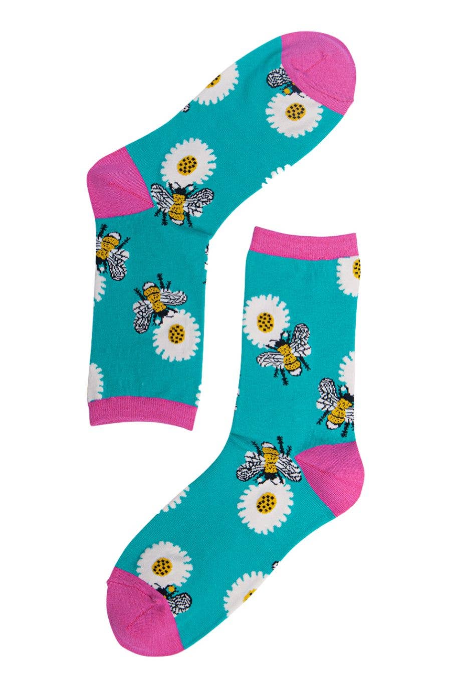 Womens Bamboo Socks Bumble Bees Floral Novelty Ankle Socks