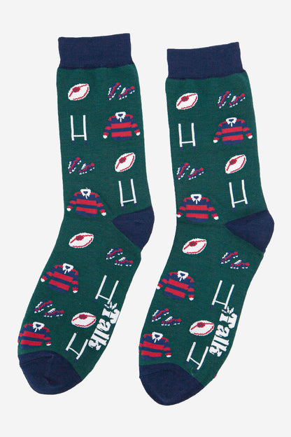 Men's Rugby Goal Kit Bamboo Socks in Green