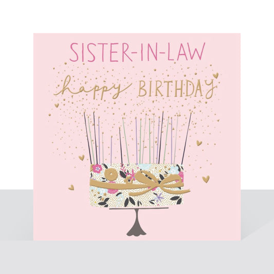 Sister-in-law, fancy cake birthday card