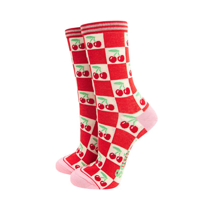 Ladies bamboo socks - Juicy cherry