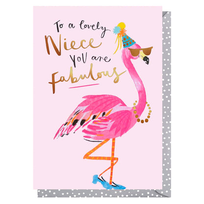 Niece Flamingo Card | Female Birthday Card | Animal Cards