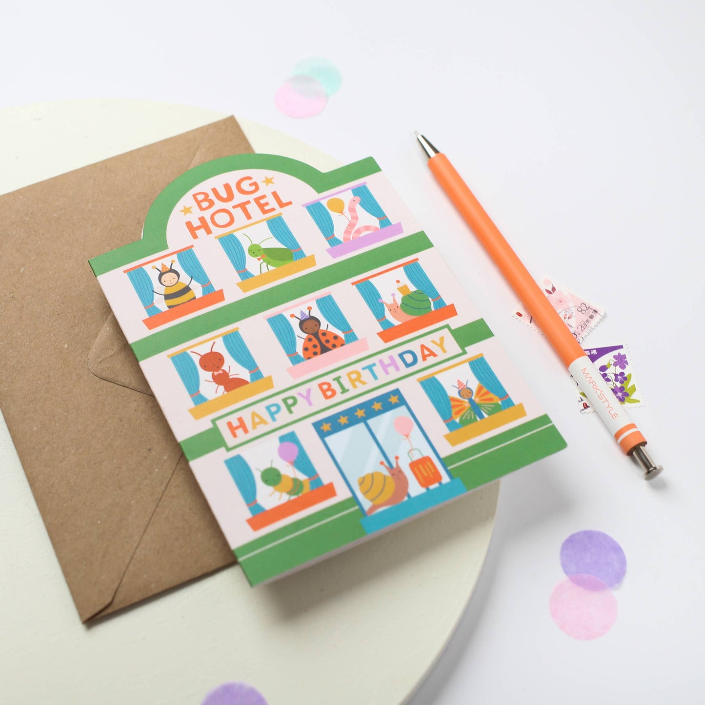 Playful Bug Hotel Birthday Card for Kids with Cute Critters