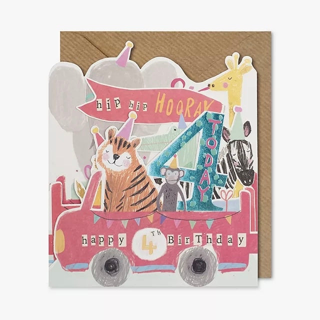 4th birthday zig zag pop out - card