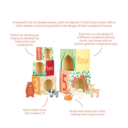 Woodland animal stacking cubes wooden baby gift - Orange Tree Toys