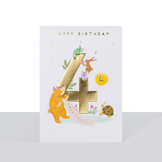 Four today, animals birthday - card