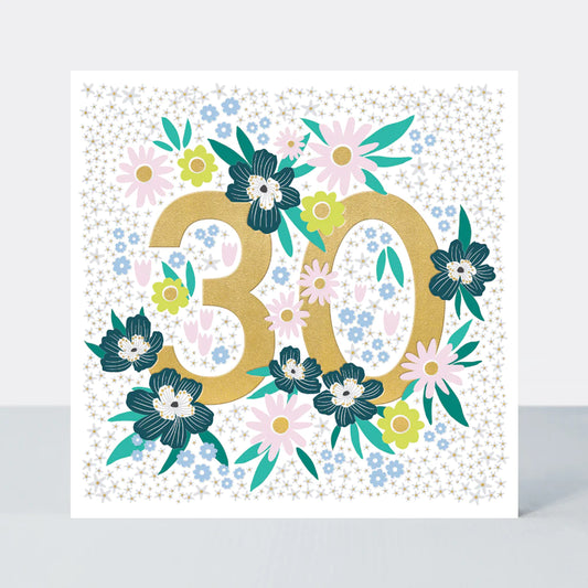 30th female birthday card - Mika floral