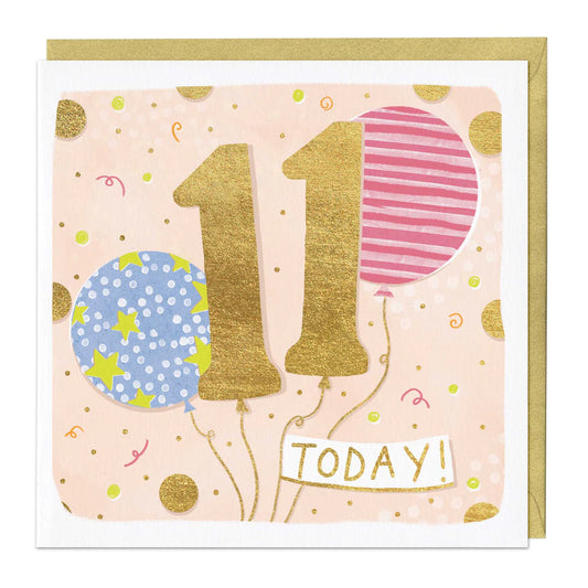 11 today girls balloons - card