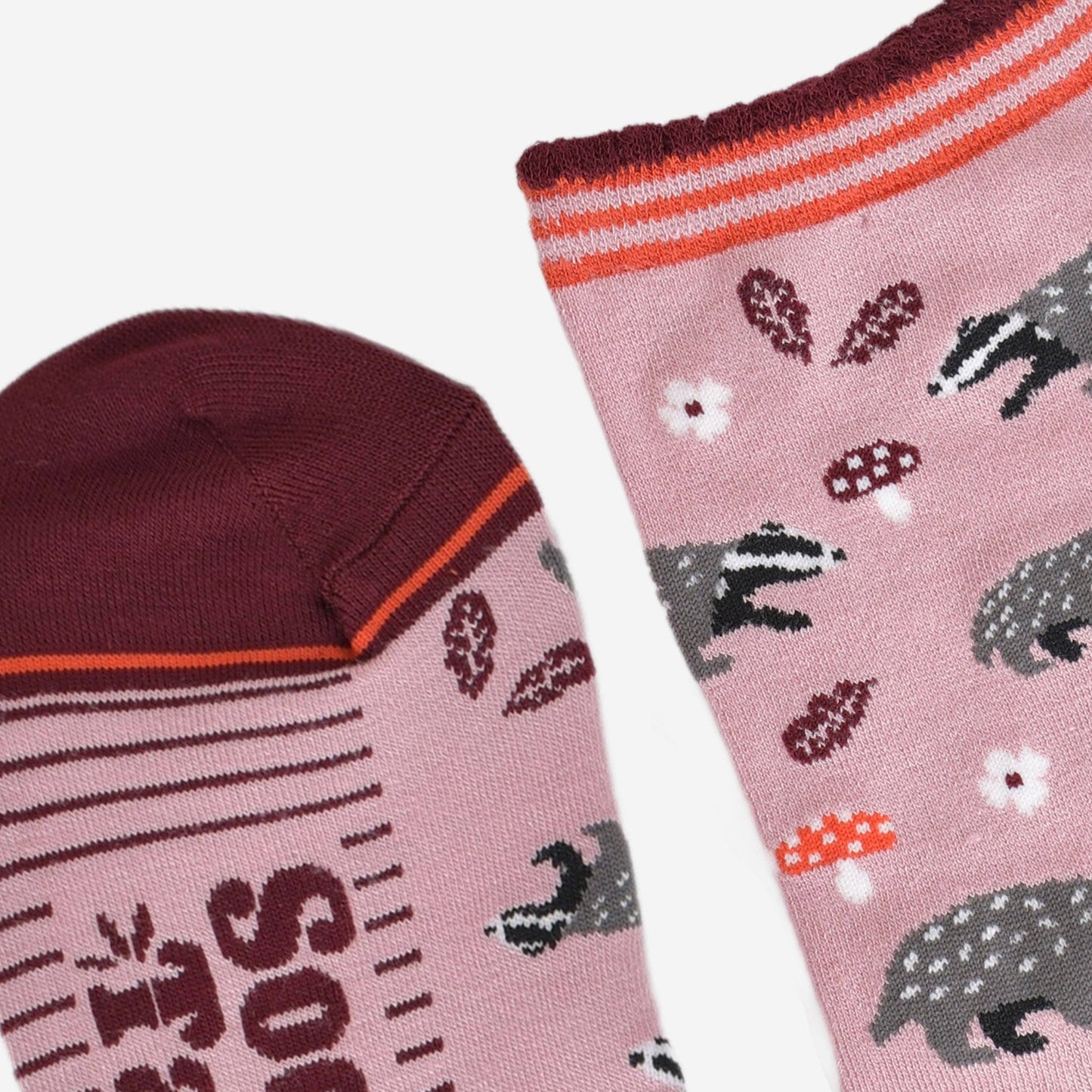 Women's Bamboo Socks - Pink/Burgundy, Badger Woodland