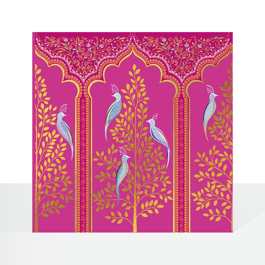 Birds on pink - Sara Miller card