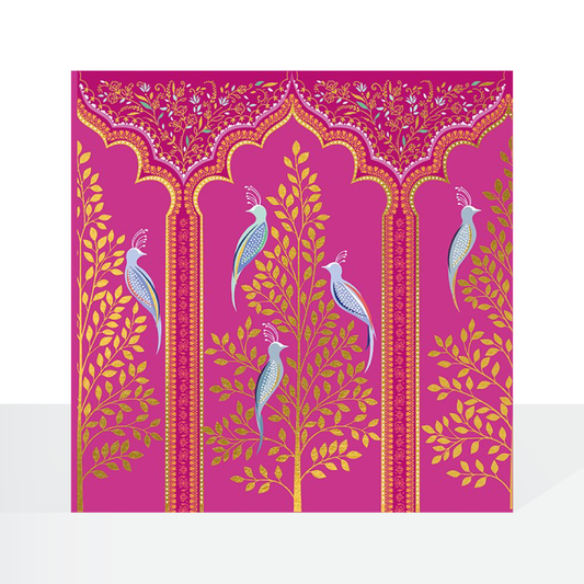 Birds on pink - Sara Miller card
