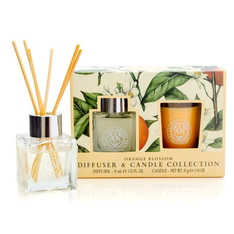 The Somerset Toiletry Co. Aromas Artesanales de Antigua Mini Diffuser and Candle Set Orange blossom