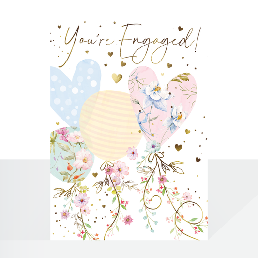 You’re engaged - floral balloons card