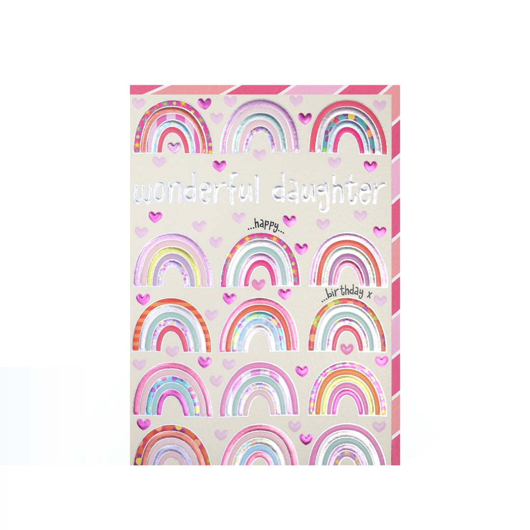 Wonderful daughter, rainbow birthday card